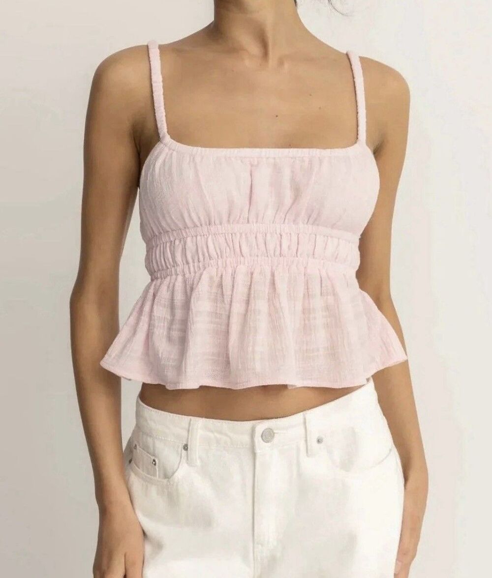 Rhythm Pink Cinched Babydoll Tank Women’s Size Small
